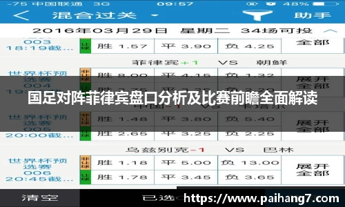 国足对阵菲律宾盘口分析及比赛前瞻全面解读